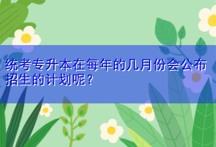 統(tǒng)考專升本在每年的幾月份會公布招生的計(jì)劃呢？