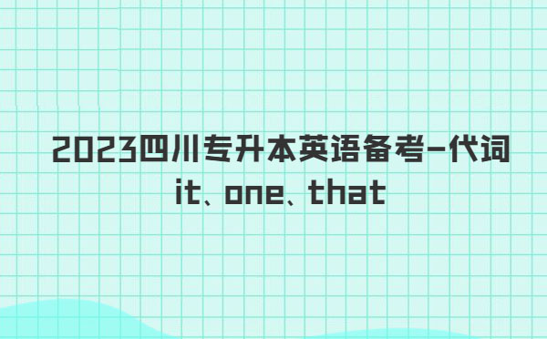 2023四川專升本英語備考-代詞it、one、that