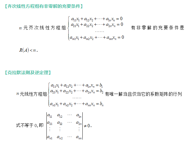 線性方程組解的判別