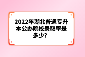 2022年湖北普通專升本公辦院校錄取率是多少？