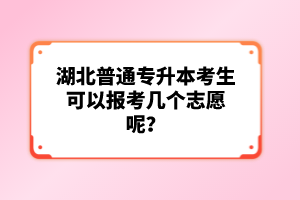 湖北普通專升本考生可以報(bào)考幾個(gè)志愿呢？