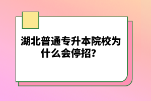 湖北普通專升本院校為什么會(huì)停招？