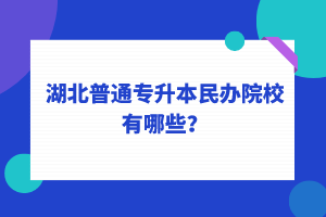 2022年湖北普通專升本民辦院校有哪些？