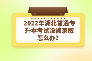 2022年湖北普通專(zhuān)升本考試沒(méi)被錄取怎么辦？