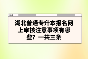 湖北普通專升本報名網(wǎng)上審核注意事項有哪些？一共三條