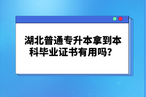 湖北普通專升本拿到本科畢業(yè)證書有用嗎？