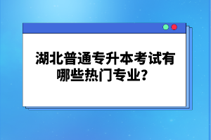 湖北普通專升本考試有哪些熱門專業(yè)？