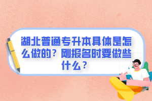 湖北普通專升本具體是怎么做的？剛報(bào)名時要做些什么？